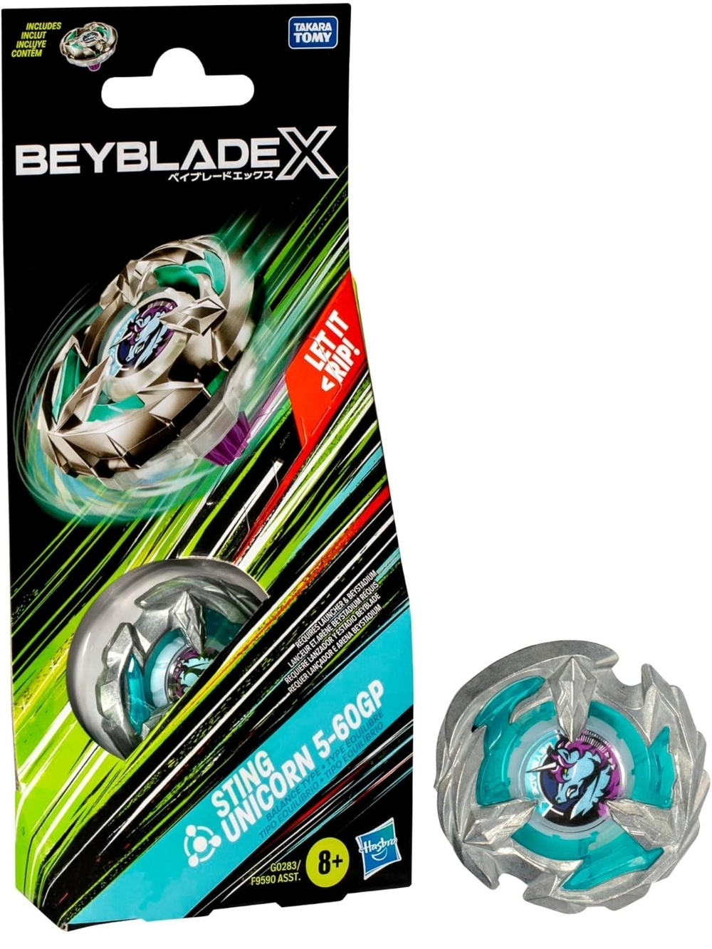 Takara Tomy Beyblade X Sting Unicorn - Teal and Silver